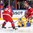 COLOGNE, GERMANY - MAY 5: Sweden's William Nylander #29 lets a shot go while falling down while Russia's Andrei Mironov #94 defends and Aretmi Panarin #72 looks on during preliminary round action at the 2017 IIHF Ice Hockey World Championship. (Photo by Andre Ringuette/HHOF-IIHF Images)


